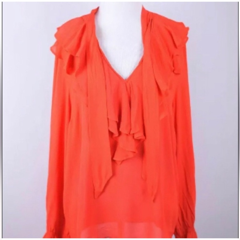 Red blouse with ruffles